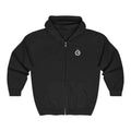 Minimalist Emblem Zip Hoodie — Small Crest Logo on Chest & Flag Detail