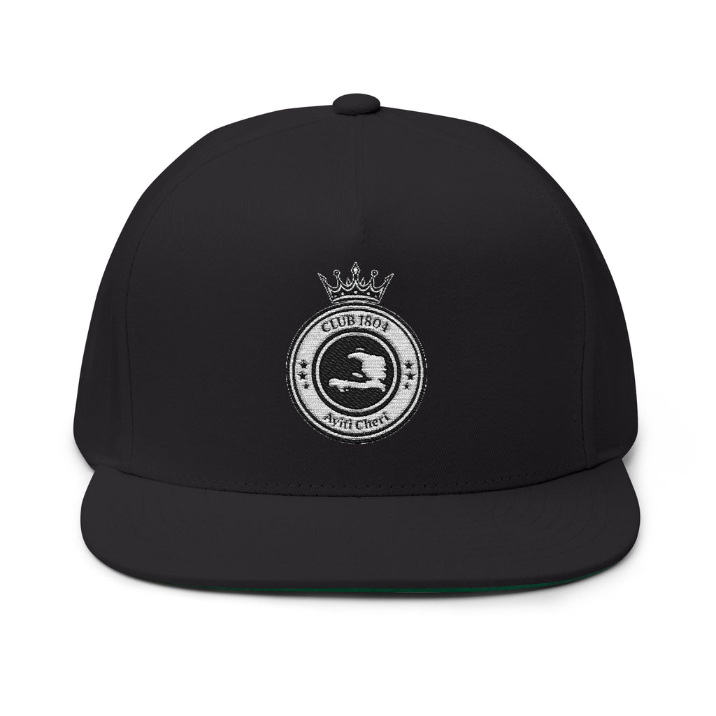 Embroidered Crown Seal Flat Bill Cap