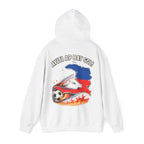Hoodie — Ayiti Ay Gay Go! Haitian Flag Soccer Flames Hooded Sweatshirt